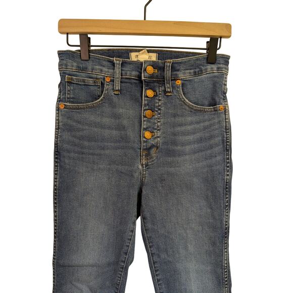 Madewell 10" High-Rise Skinny Jeans Button Fly Raw Hem Mackey Dark Wash 27 - Picture 5 of 11